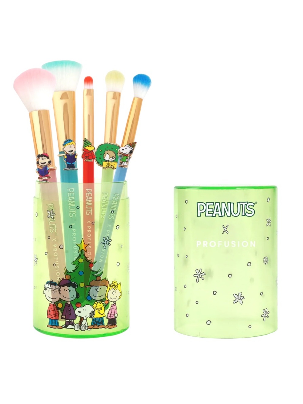 Peanuts Holiday Merry & Bright Brush Set with Case - Profusion Cosmetics NIB
